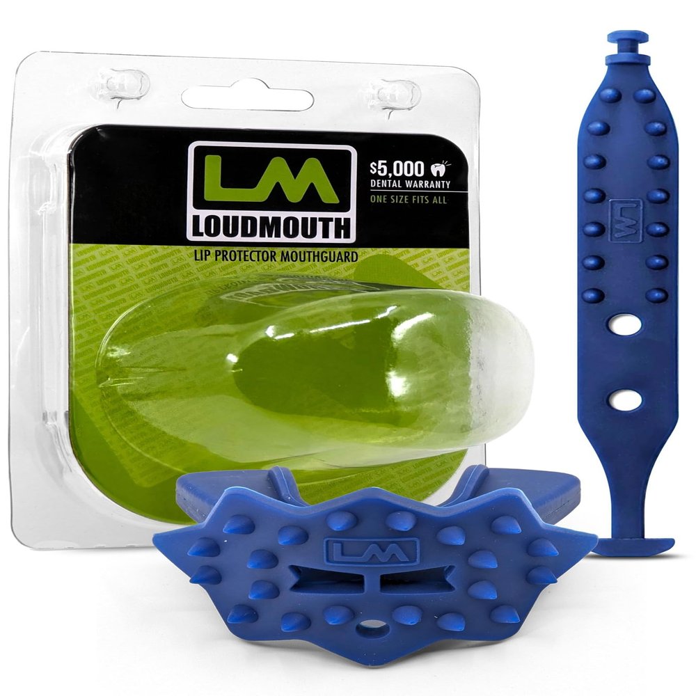 Loudmouth Football Mouth Guard - 3D SpikeSurge Football Mouthpiece with Strap, Fits Adult & Youth, Mouth Guard Football Accessories (Tiger Navy Blue)