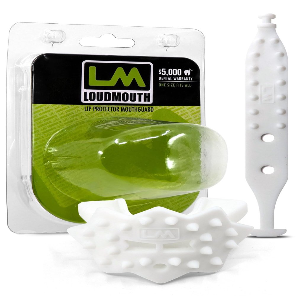 Loudmouth Football Mouth Guard - 3D SpikeSurge Football Mouthpiece with Strap, Fits Adult & Youth, Mouth Guard Football Accessories (White)