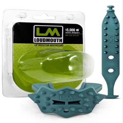 Loudmouth Football Mouth Guard - 3D SpikeSurge Football Mouthpiece with Strap, Fits Adult & Youth, Mouth Guard Football Accessories (Spartan Dark Green)