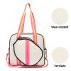 SPELIKO Pickleball Tote for Ladies, Waterproof Pickleball Paddles Bag, Multifunctional Pink White view 4