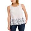 Adyson Parker Womens Sleeveless Eyelet Peplum Top White S view 1