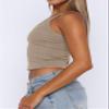 iGENJUN Womens Sleeveless V Neck Ribbed Tank Tops for Women 2026 Backless Slim Fitted Soft Basic Layerring Camisole Shirts,L,Khaki view 2