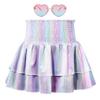 Girls Metallic Skirt Girls Sequin Sparkly Skirts 2-Layer Ruffle Skirts with Sunglasses Cheerleaders Skirt Rainbow 10-11 Years view 1