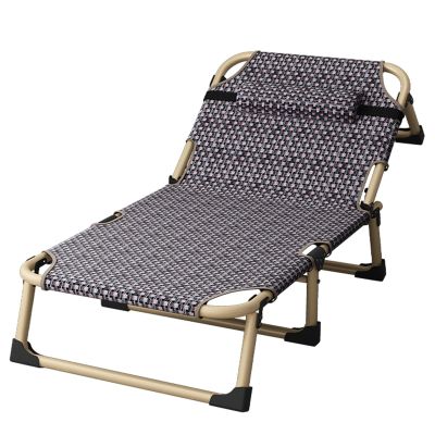 Extra Wide Camping Cot for Adults, Folding Reclining Chair with Pillow Portable Guest Bed for Sleeping Multi Use Fold Up Bed with Adjustable 4-Positions for Home, Office Bedroom & Outdoor(Purples)