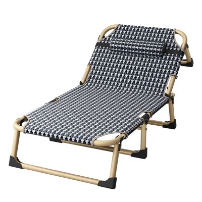 Extra Wide Camping Cot for Adults, Folding Reclining Chair with Pillow Portable Guest Bed for Sleeping Multi Use Fold Up Bed with Adjustable 4-Positions for Home, Office Bedroom & Outdoor(Black)