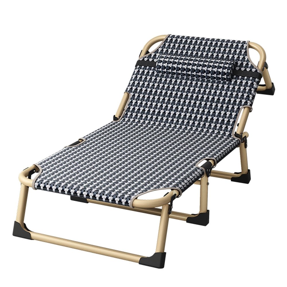 Extra Wide Camping Cot for Adults, Folding Reclining Chair with Pillow Portable Guest Bed for Sleeping Multi Use Fold Up Bed with Adjustable 4-Positions for Home, Office Bedroom & Outdoor(Black)