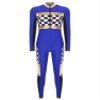 Alvivi Women's Race Car Driver Full Jumpsuit Costume Plaid Long Sleeve Romper Racer Outfit Halloween Royal Blue 3X-Large view 3