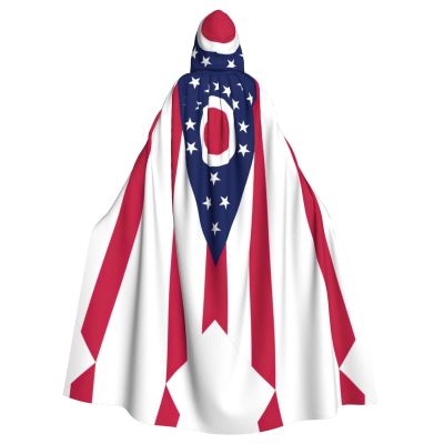 DRTGEDS Ohio State Flag Hooded Cloak Unisex Cape Halloween Christmas Vampire Witch Cloak Costumes Party Cape