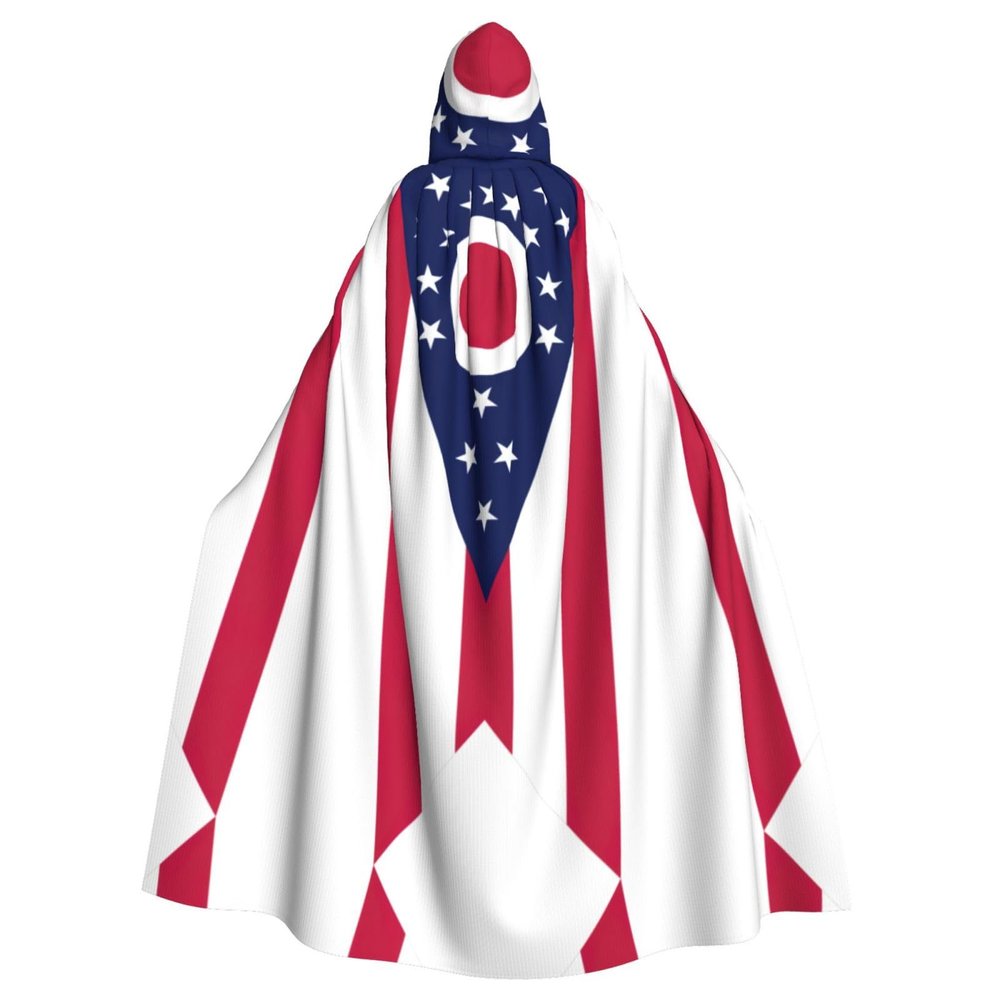 DRTGEDS Ohio State Flag Hooded Cloak Unisex Cape Halloween Christmas Vampire Witch Cloak Costumes Party Cape