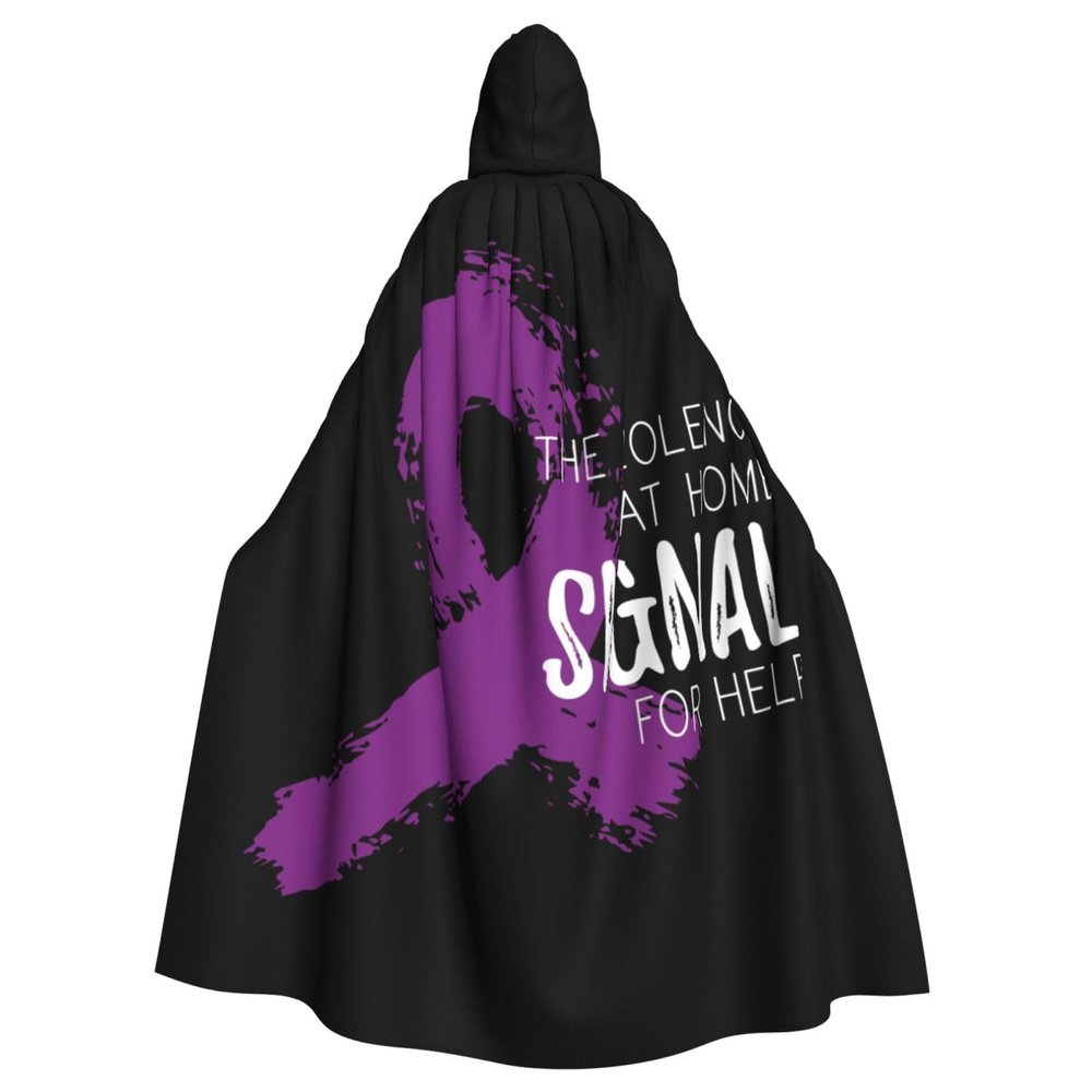 Juiimr Domestic Violence Awareness Month Purple Ribbon Long Hooded Cape Cloak For Halloween Carnival Theme Party Cosplay Costume Decor