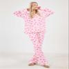 codcm Womens Pajama Sets Cotton Pj Set Cute Print Print Long Sleeve Button Shirt With Pants(Pink Print,Large) view 4