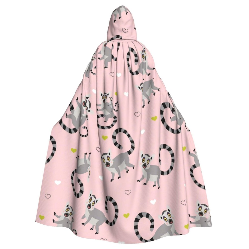 Juiimr Cute Lemurs Pattern Long Hooded Cape Cloak For Halloween Carnival Theme Party Cosplay Costume Decor