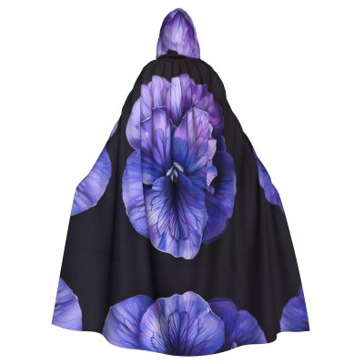 DRTGEDS Violet Flower Hooded Cloak Unisex Cape Halloween Christmas Vampire Witch Cloak Costumes Party Cape