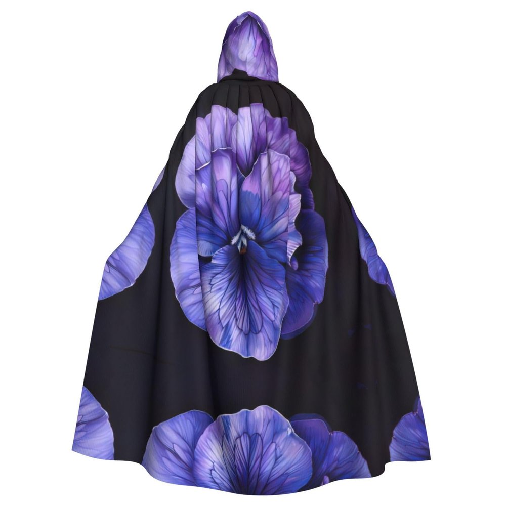 DRTGEDS Violet Flower Hooded Cloak Unisex Cape Halloween Christmas Vampire Witch Cloak Costumes Party Cape