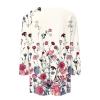 3/4 Length Sleeve Womens Tops 2026 Spring Summer Clothing for Women Plus Size Shirts for Women 3/4 Sleeve Tops Crew Ncek Floral Print Trendy Causal Blouse A04 Beige M view 4