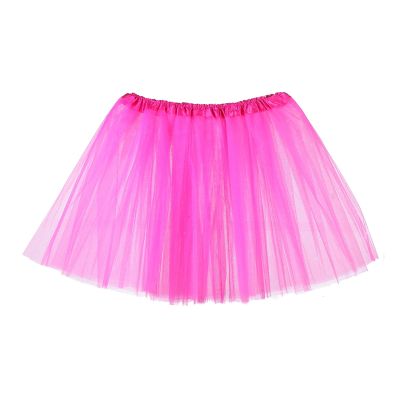 HzDazrl Women Tulle Tutu Skirt Layered Ballet Dance Party Princess Skirt Halloween Christmas Carnival Costume Mini Skirt (Solid Rose Red, ONE Size)