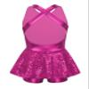 Yruioon Girls Sequins Criss-Cross Back Latin Jazz Dance Dress Leotard Stage Performance Costume Dancewear Rose 8 Years view 2