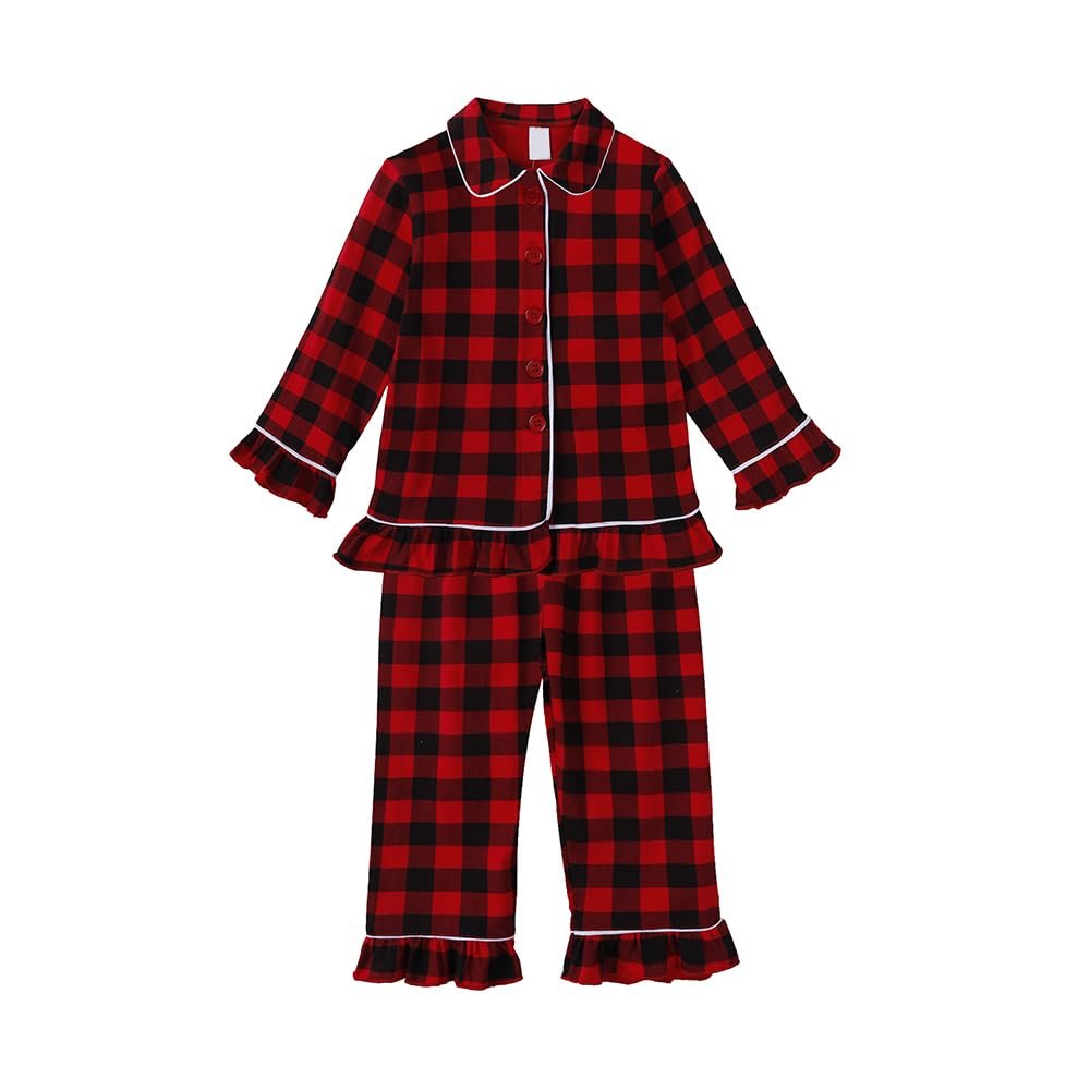 ZFTTZYMX Baby Kids Plaid Outfit Long Sleeve Button Down Shirts + Long Pants Child Christmas Family Matching Clothes Set 2pcs