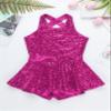 Yruioon Girls Sequins Criss-Cross Back Latin Jazz Dance Dress Leotard Stage Performance Costume Dancewear Rose 10 Years view 3