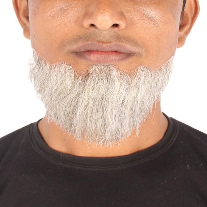BC GOODS BY Mens Hollywood Synthetic Facial Hair Stylish & Easy Beard, Mix White