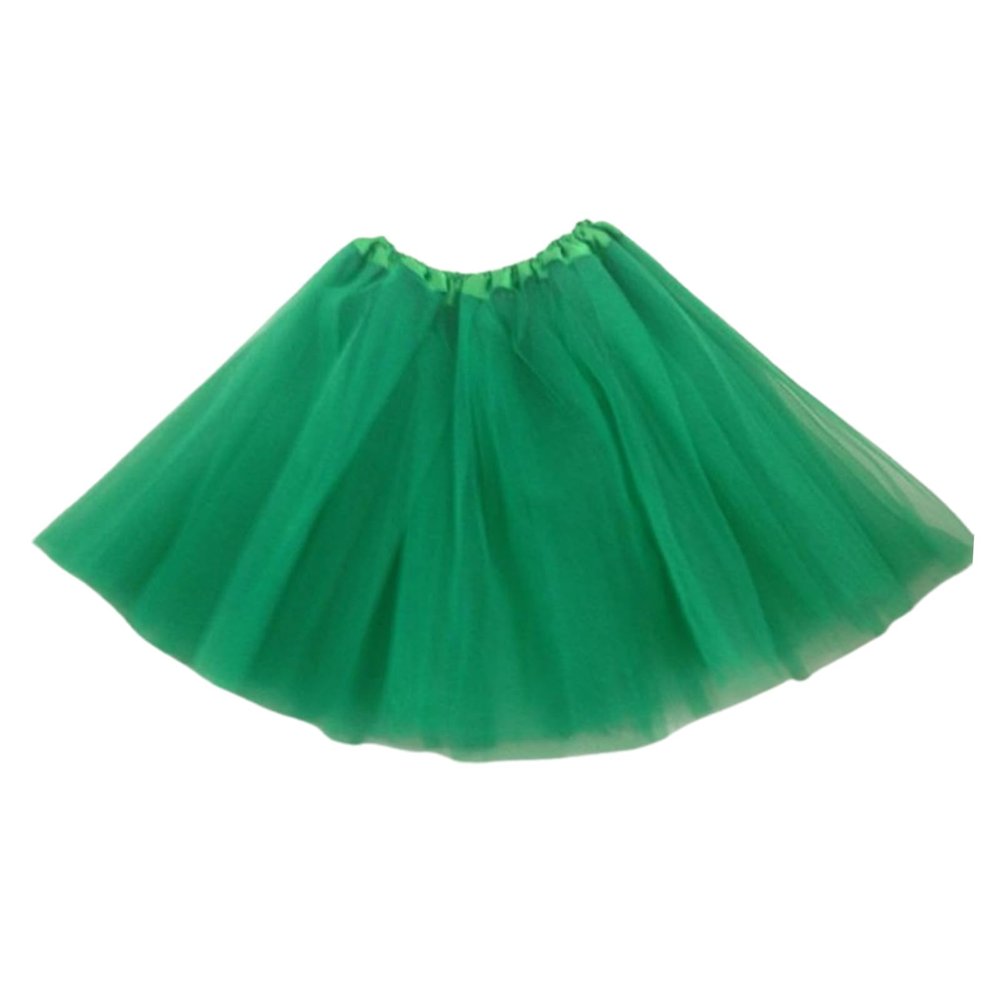 HzDazrl Women Tulle Tutu Skirt Layered Ballet Dance Party Princess Skirt Halloween Christmas Carnival Costume Mini Skirt (Solid Green, ONE Size)