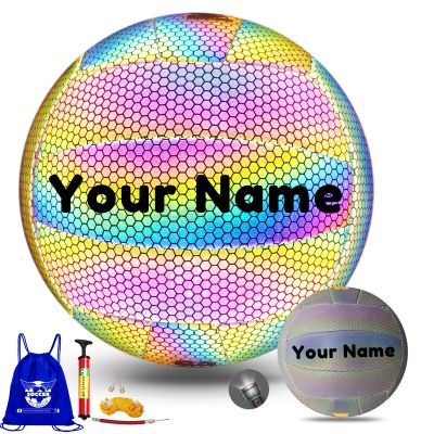 KPASON Customized Holographic Glowing Volleyball Size 5 - Personalized Gift With Name/Text for Men Women