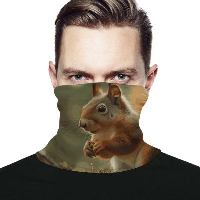 VFKLT Wildlife Forest Squirrel Face Mask Sun Dust Protection Neck Gaiter Scarf Face Covering Headwear Bandana for Men Women