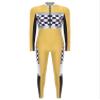 Alvivi Women's Race Car Driver Full Jumpsuit Costume Plaid Long Sleeve Romper Racer Outfit Halloween Yellow 3X-Large view 3
