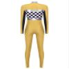Alvivi Women's Race Car Driver Full Jumpsuit Costume Plaid Long Sleeve Romper Racer Outfit Halloween Yellow 3X-Large view 4