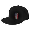 Joisbs Half American and Syrian Flag Classic Unisex Sun Hat with Flat Brim - Adjustable and Stylish for Outdoor Adventures! Black view 1
