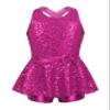Yruioon Girls Sequins Criss-Cross Back Latin Jazz Dance Dress Leotard Stage Performance Costume Dancewear Rose 12 Years view 1