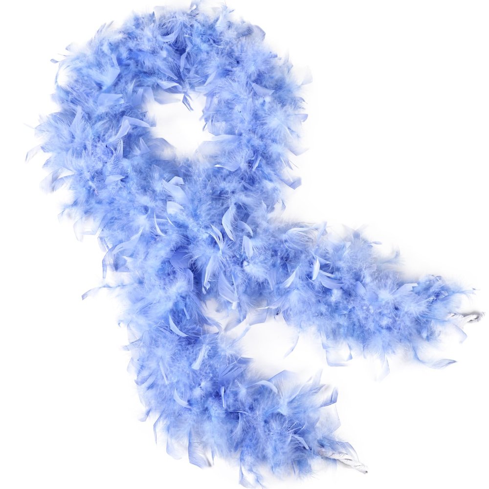 THARAHT Sky Blue Chandelle Turkey Feather Boa 2 Yards 40g for DIY Craft Home Dancing Wedding Mardi Gras Party Halloween Costume Decoration Feather Boa