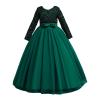 Kids Girls Vintage Flower Lace 3/4 Sleeves Formal Wedding Party Dance Dress Girl Leotard Dress (Green, 9-10 Years) view 1
