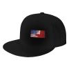Joisbs USA American Flag and Tonga Flag Classic Unisex Sun Hat with Flat Brim - Adjustable and Stylish for Outdoor Adventures! Black view 1