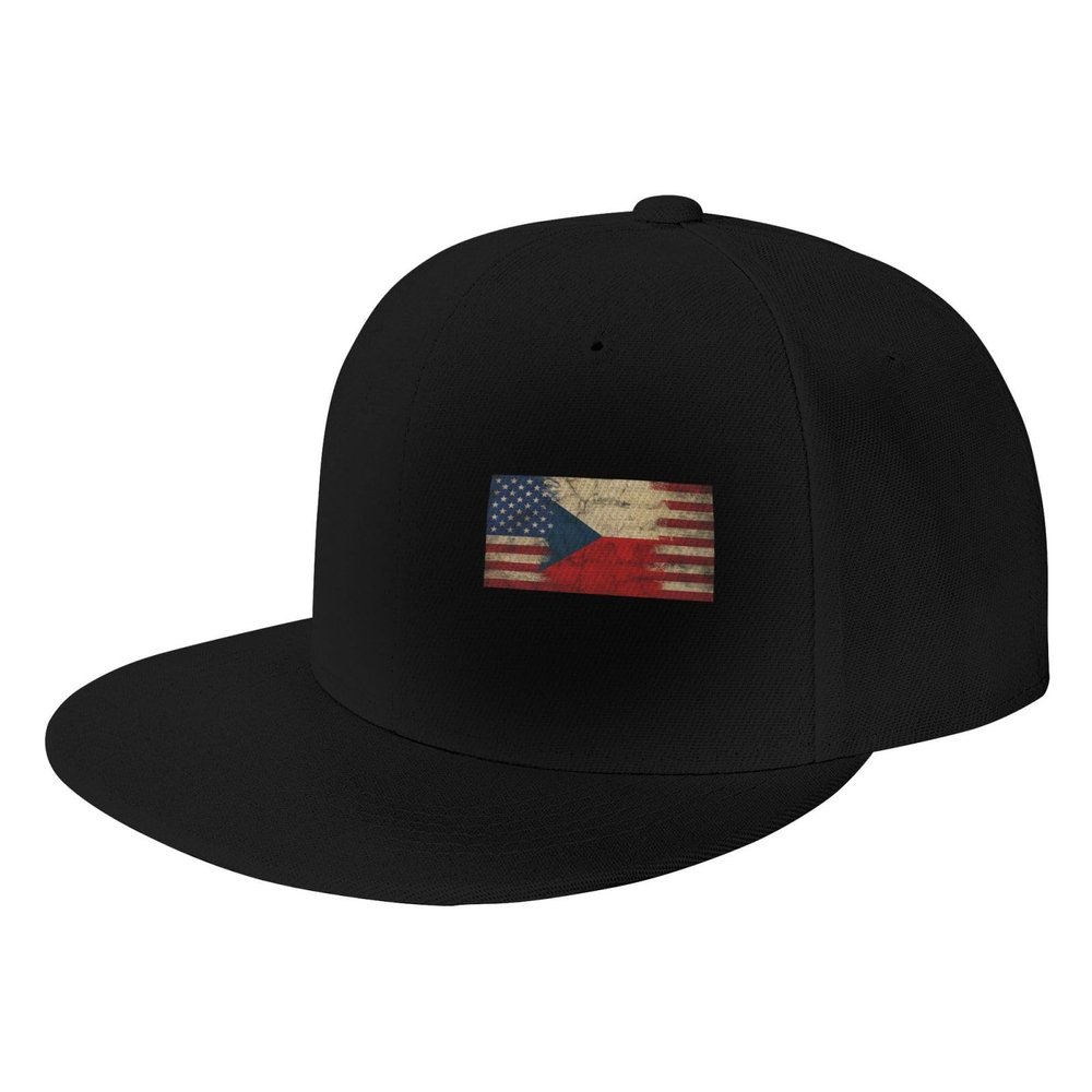 Joisbs Czech Republic Flag Czech American Flag Classic Unisex Sun Hat with Flat Brim - Adjustable and Stylish for Outdoor Adventures! Black