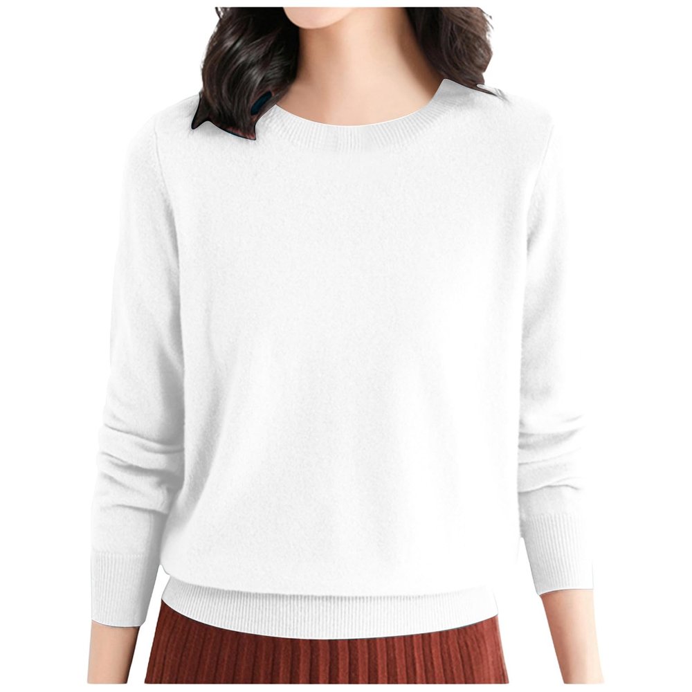 Women's Casual Crew Neck Solid Color Pullover Fleece Sweater Fashion Top Winter Clothes for Women Cardigan Sweaters for Women Lightweight