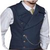YPINKZ Mens Double Breasted Classic Vests Groomsman Wedding Waistcoat Wide Lapel Suede Leather Casual Business Vest for Men Navy 3XL view 1