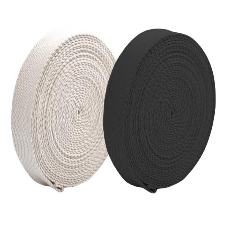 Magnoloran 18 Yards Polyester Cotton Webbing 1.2 Inch Webbing Strap Webbing Bag Handles Tote Bags Leash Straps Tote Bag Webbing for Making Bag Handles Cloth Belt Making DIY Crafts-Black&White