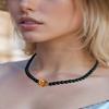 Jewever Crystals Beaded/Raw Citrine Beaded Necklace Spiritual Healing Crystals Necklaces for Women Reiki Balance November Birthstone Jewelry Choker Gifts (Black Obsidian) view 3