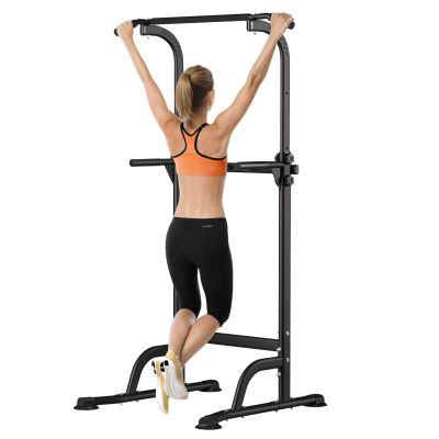 Pull Up Dip Station For Home Gym Strength Training Workout Dip Station Height Adjustable Free Standing Multi-Function Chin Up Bar Dip Stations 330LBS Weight Capacity Black