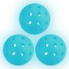 PATIKIL Luminous Pickleball Balls, 40 Holes Glow in The Dark Pickleball 3 Pack Outdoor Pickleball Balls with Mesh Bag for Indoor and Outdoor Sport, Light Blue view 1