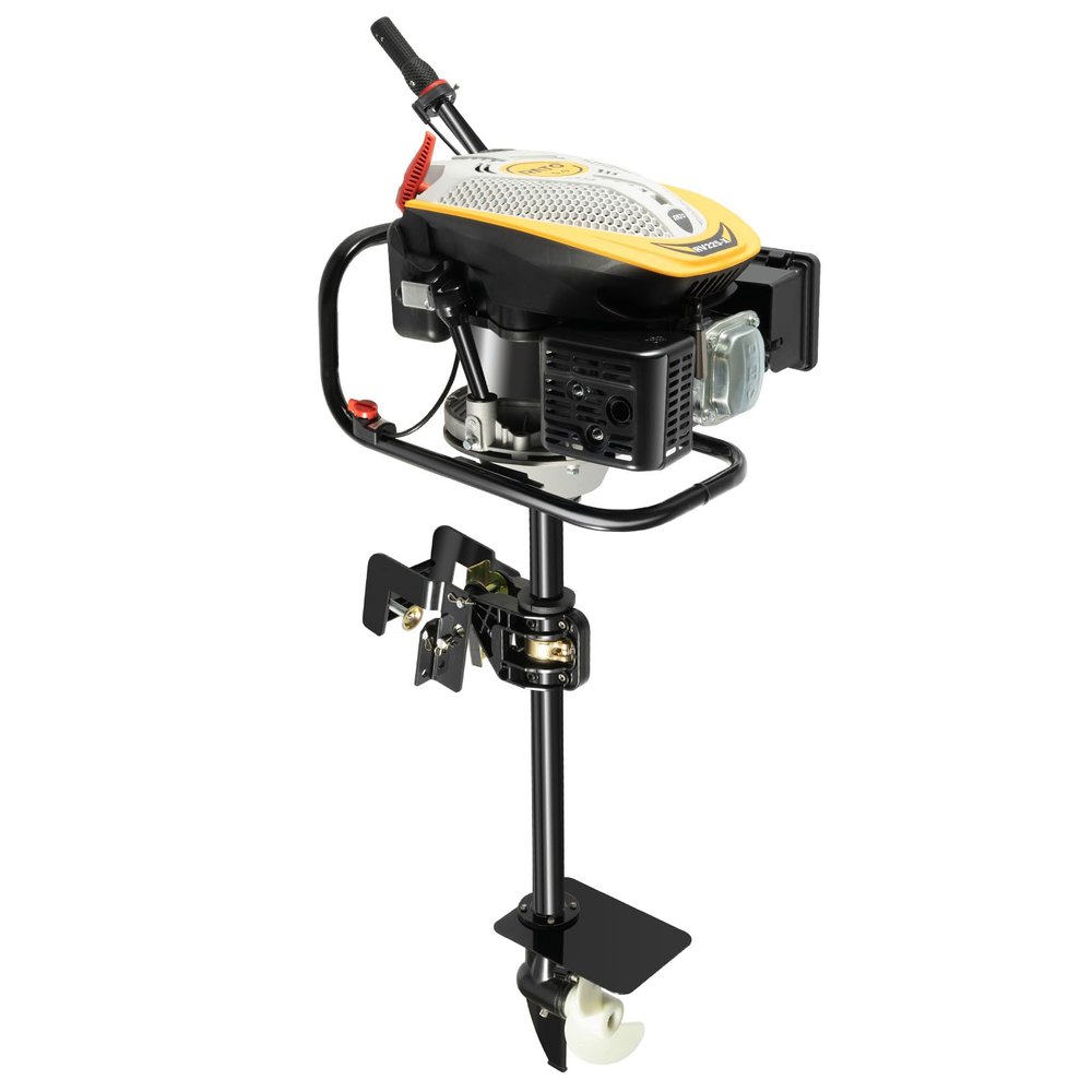 4 Stroke 9HP Outboard Motor, 225CC Heavy Duty Long Shaft Fishing Boat Engine Marine Engine w/Air Cooling&TCI Ignition, Gas Powered Outboard Boat Motor for Fishing, Aquaculture, Outdoor Adventure