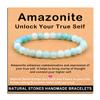 AD Beads Handmade Gemstone Stretch Elastic Bracelet Crystal Healing Reiki Nature's Beauty and Spiritual Essence Unisex (6mm, Amazonite (Unlock Your True Self)) view 1