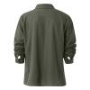 Men Linen Shirt Button Down Long Sleeve Cotton Beach Band Collar Shirts Lightweight Casual Solid Plain Loose Shirt (X-Large,Army Green) view 3