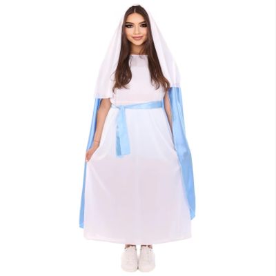 BC GOODS BY Women's Mary Nativity Costume Set in Blue & White | Synthetic Biblical Costume For Women | Adult Christmas Outfit
