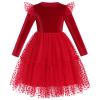 ABAFIP Toddler Baby Girls Christmas Velvet Tutu Dress Long Sleeve Sparkly Tulle Birthday Fall Winter Party Dress Bright Red 18-24 Months view 1