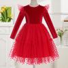 ABAFIP Toddler Baby Girls Christmas Velvet Tutu Dress Long Sleeve Sparkly Tulle Birthday Fall Winter Party Dress Bright Red 18-24 Months view 3