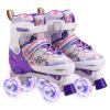 Kids Roller Skates Adjustable Roller Skates Girls Ages 3-12, 4 Size Adjustable Kids Skates, with 4 Light UP Wheels, Roller Skates for Toddlers Beginner (Purple, S) view 1