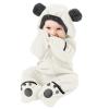 Newborn Baby Fleece Footed Jumpsuit Hooded Pramsuit Winter Snowsuit for Infant Boys Girls Bear (White, 18-24 Months) view 1