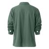 Men Linen Shirt Button Down Long Sleeve Cotton Beach Band Collar Shirts Lightweight Casual Solid Plain Loose Shirt (Medium,Green) view 3